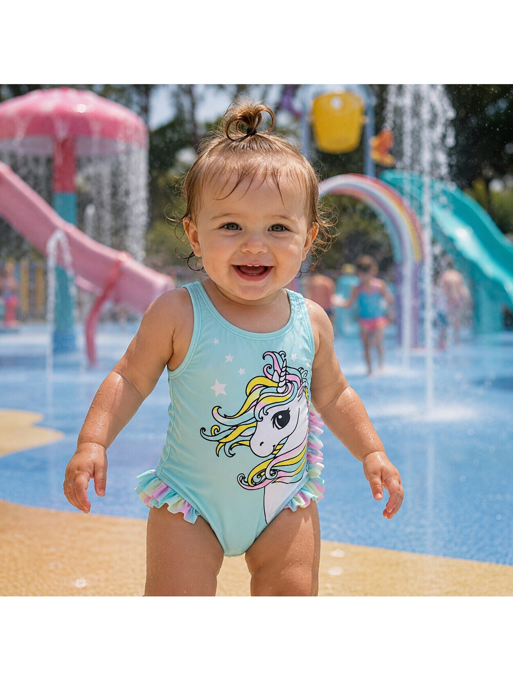 Ingear Girl's One Piece Swimsuit Unicorn Baby Toddler Rainbow Beach 12 Months